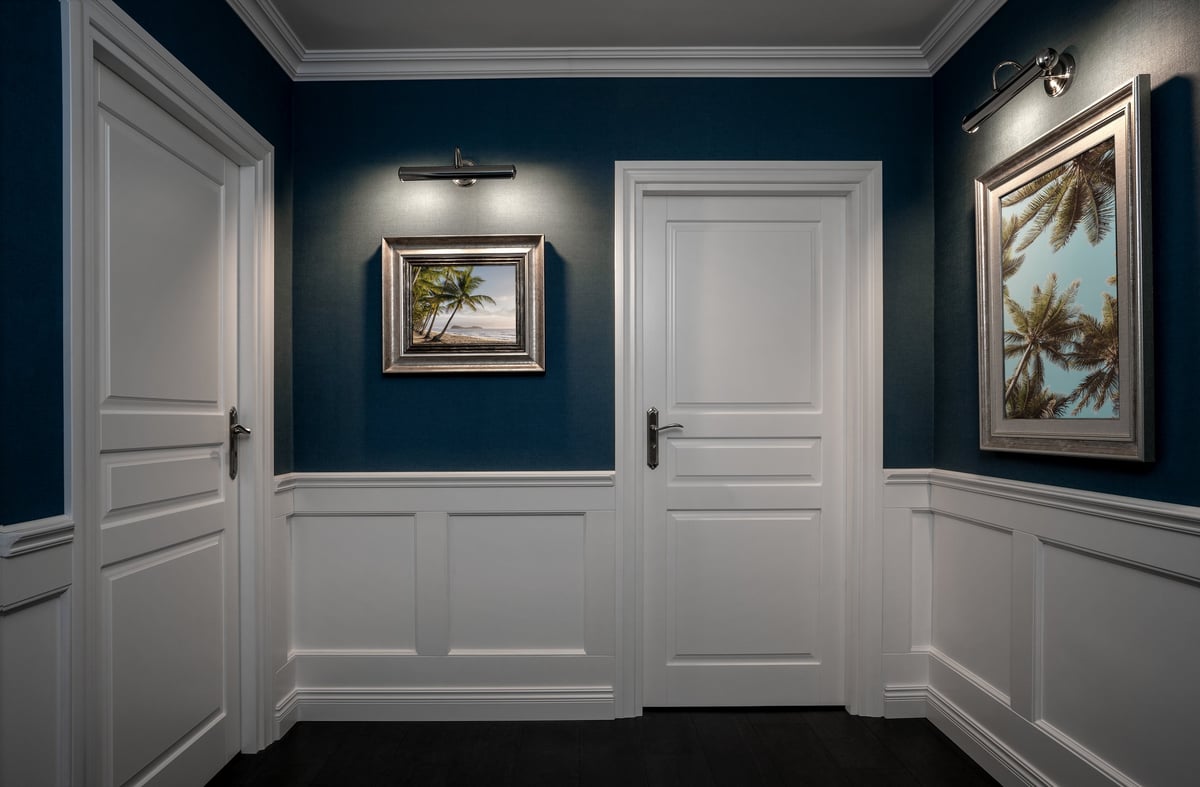 Elegant hallway with wooden moulding